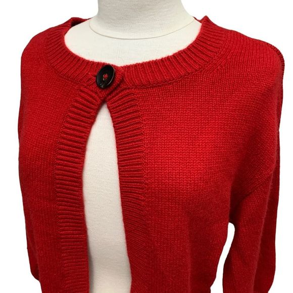 VINCE Cashmere Scoop Neck Sweater Red Cardigan size Large - Picture 4 of 15